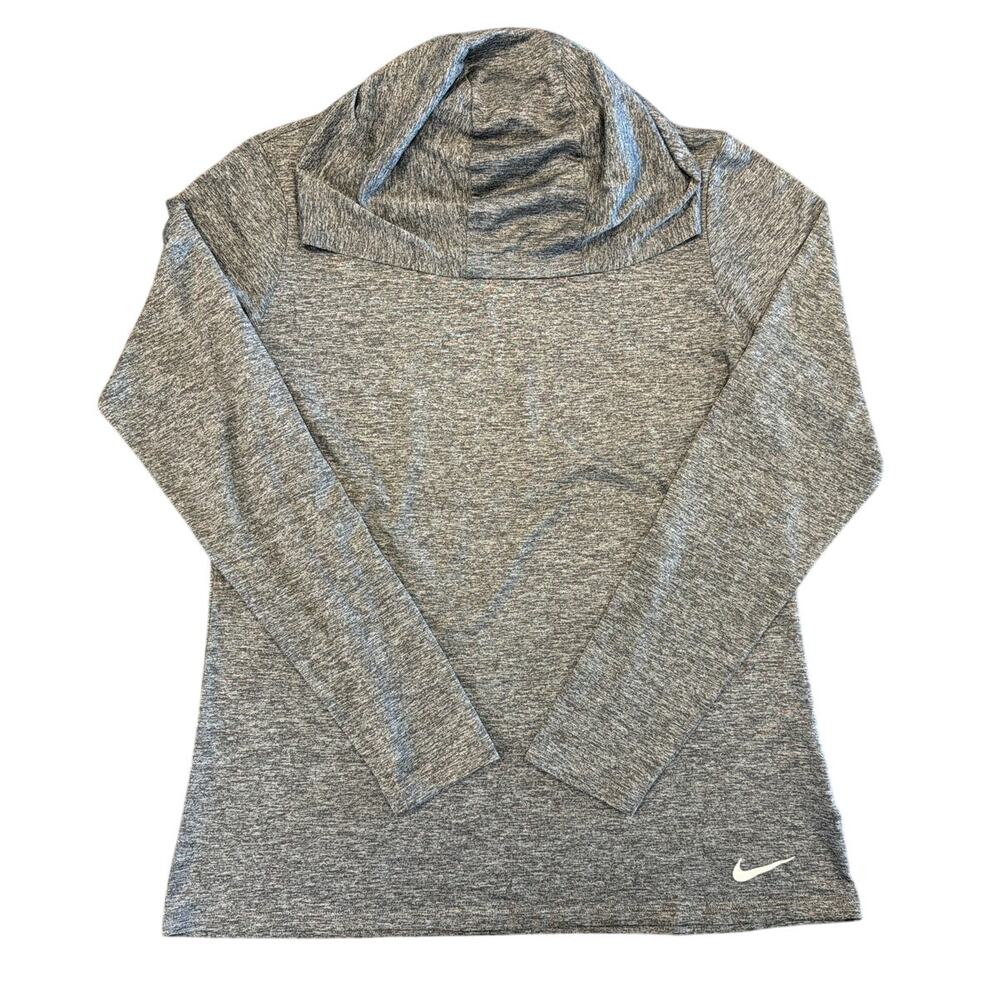 Nike Hooded Pullover Long Sleeve Athletic Top, Heathered Gray, Women’s Large